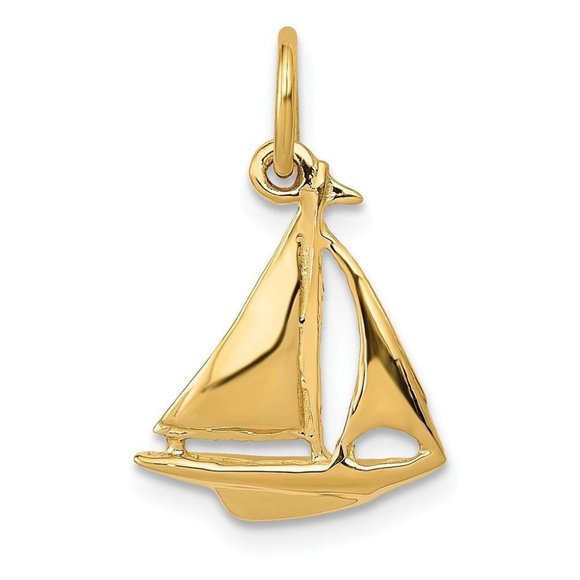14K Sailboat Charm Pendant Yellow Gold - Picture 1 of 3